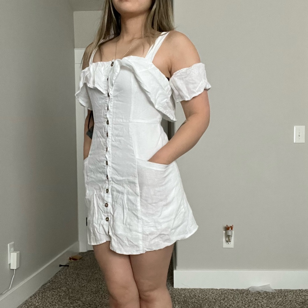 Forever 21 Off Shoulder Ruffle Mini Dress Detachable Sleeves
